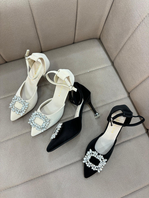 Women Rhinestone Pointed Toe Heel